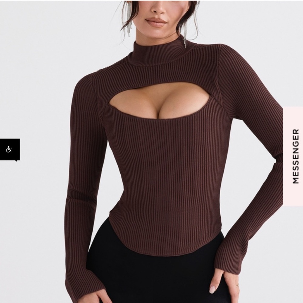 NWT HOUSE OF CB. Georgina, Cocoa, knitted corset, XS